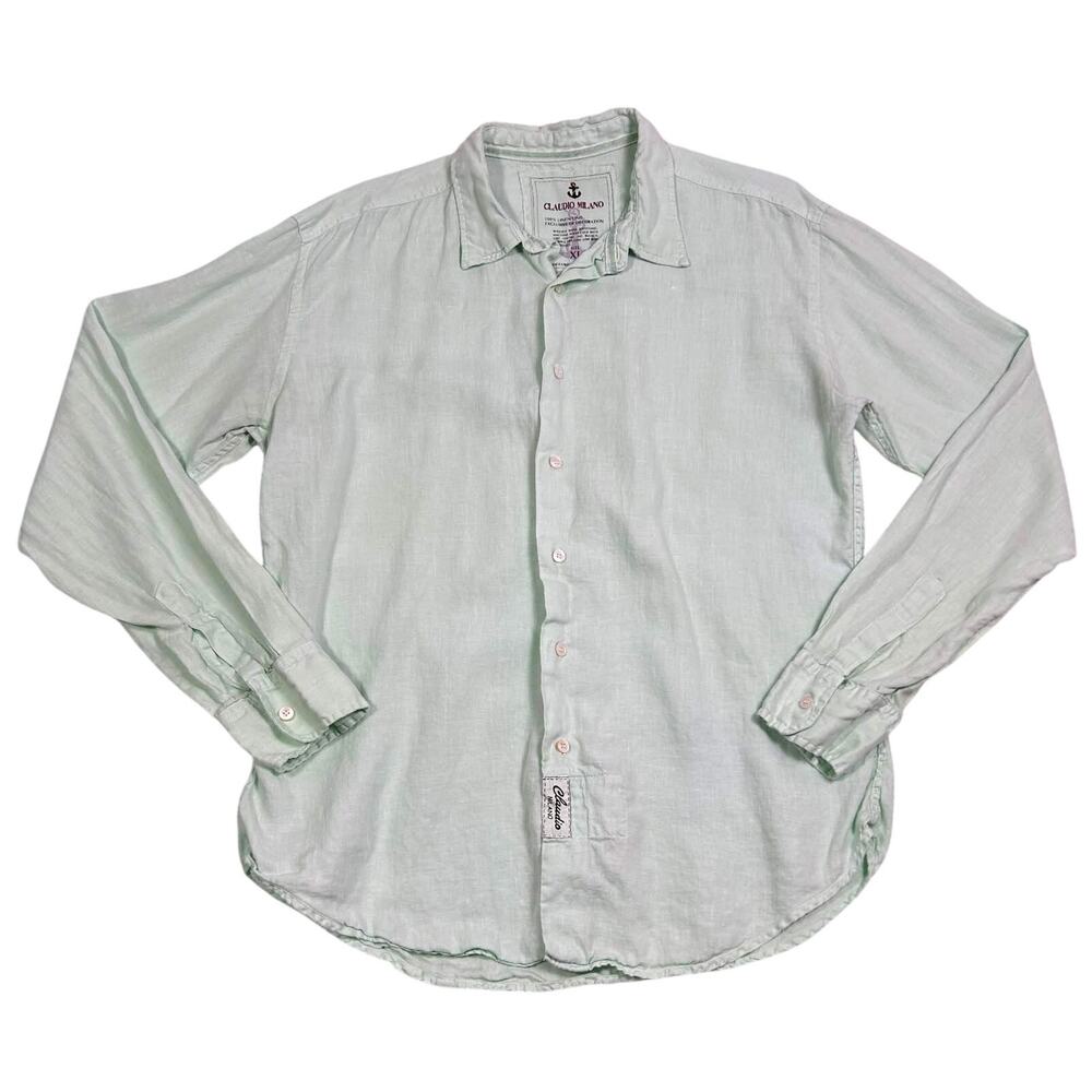 Claurdio Milano Button Up Shirt 100% Linen Men's XL Beach Vacation Miami Cruise